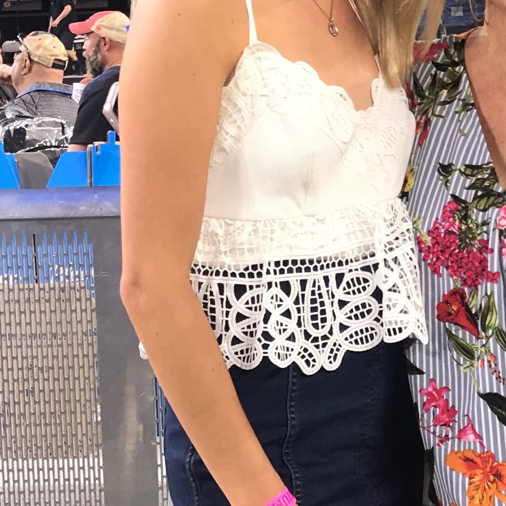 WORN ONCE. Gianni Bini White Lace Top